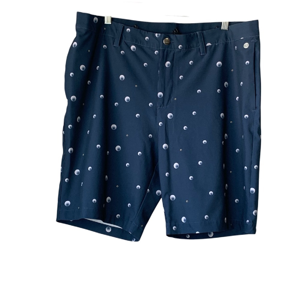 Adidas Ultimate 365 golf ball print flat front stretch blue golf short. Size 36